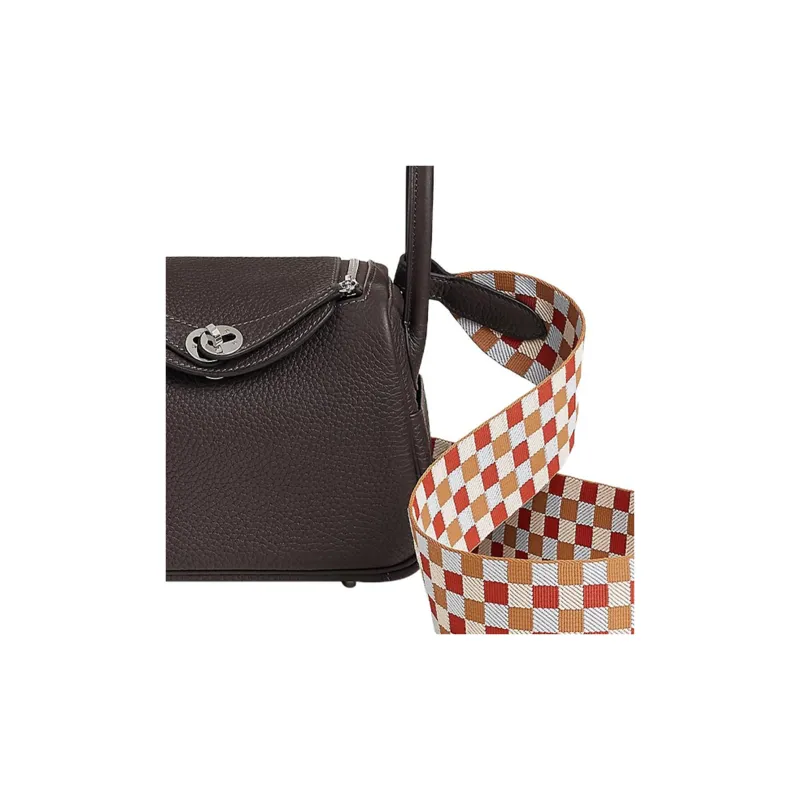 HERMES Lindy Clemence Leather Handbag Shoulder Bag Crossbody Bag Mini Women's Ebony/Tea Brown/Cream White/Dusty Blue-2