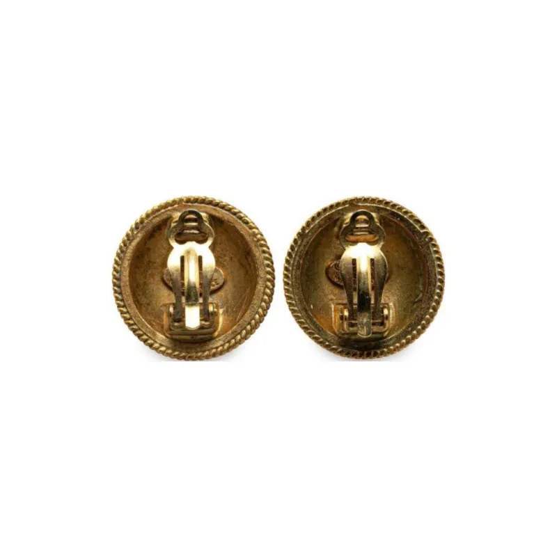 CHANEL 1995 Plated Cc Round Clip On Earrings Costume Earrings-1