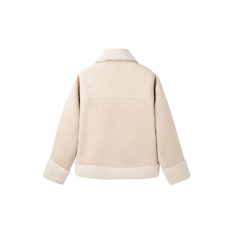 LEDIN Velvet feel Coat Women's Starlight Beige Yellow-1