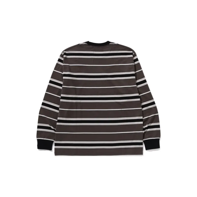 A BATHING APE Head One Point Stripe Relaxed Fit Long Sleeve Tee-3