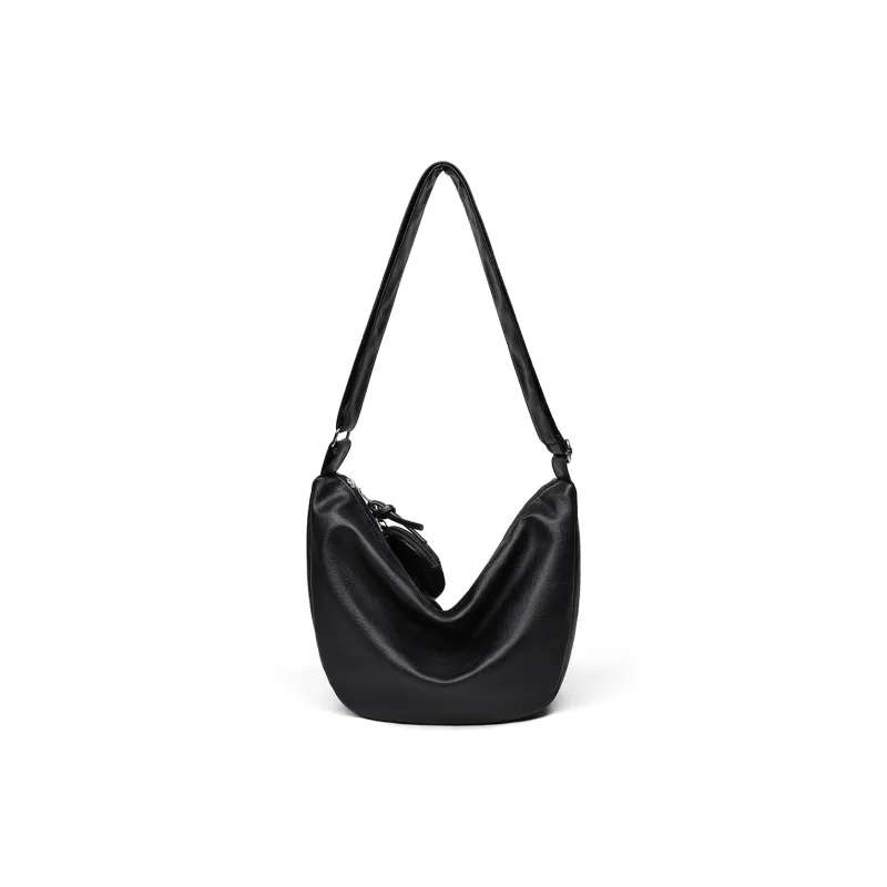 PT'SON Synthetic Leather Dumpling Bag, Underarm Shoulder Bag, Crossbody Bag Regular Women's Brown/Black-11