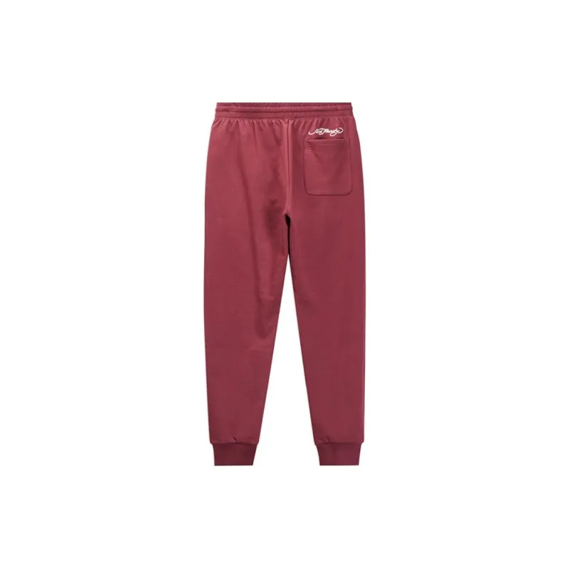 Ed Hardy FW24 Knitted Sweatpants Men's Deep Garnet Red-1