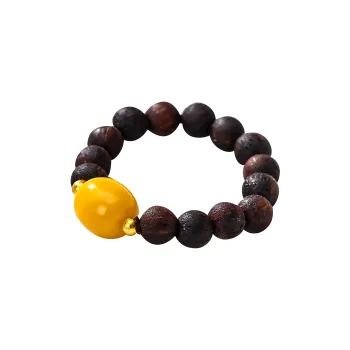 Cuiya Golden Building Agarrattan Wooden Rings Unisex