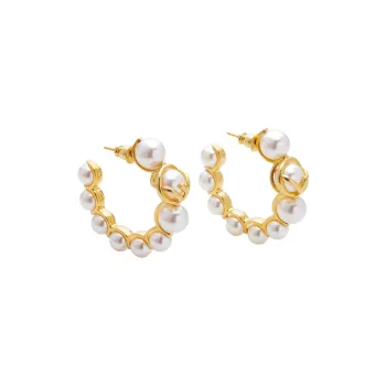 FENDI Artificial Crystal Earrings Women's Gold