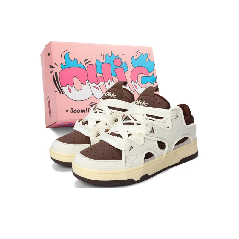 OHJC Slip-Resistant Cushioning Wear-Resistant Lightweight Breathable Low-Top Skateboard Shoes Unisex-12