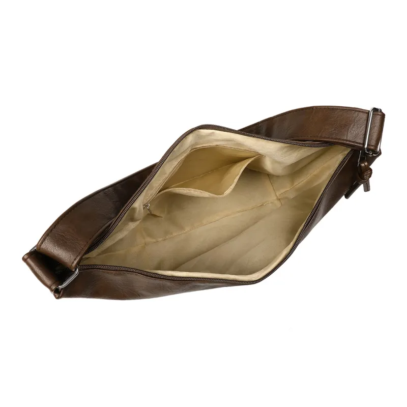 PT'SON Synthetic Leather Dumpling Bag, Underarm Shoulder Bag, Crossbody Bag Regular Women's Brown/Black-6