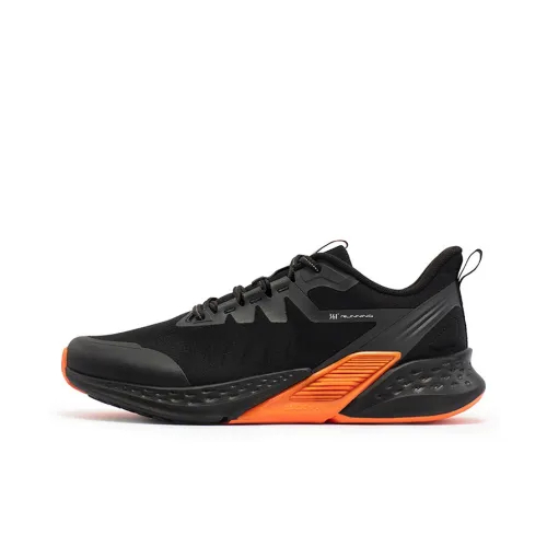 361° Volcano Rainproof Series Running Shoes Men Low Top Obsidian Black/Vermilion Orange