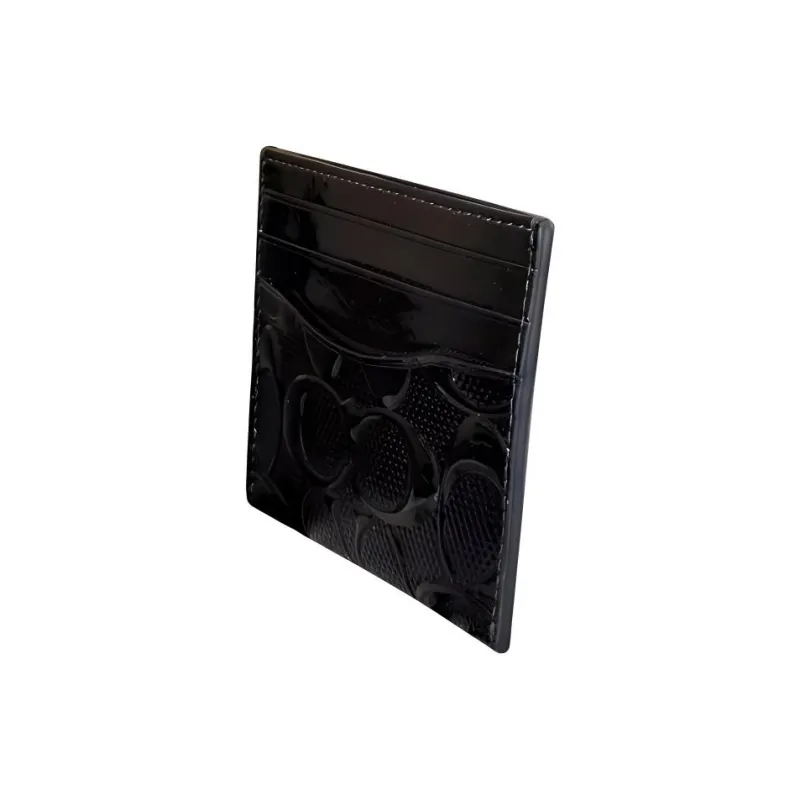 COACH Patent Leather Card Holder Mini Women's Black-1