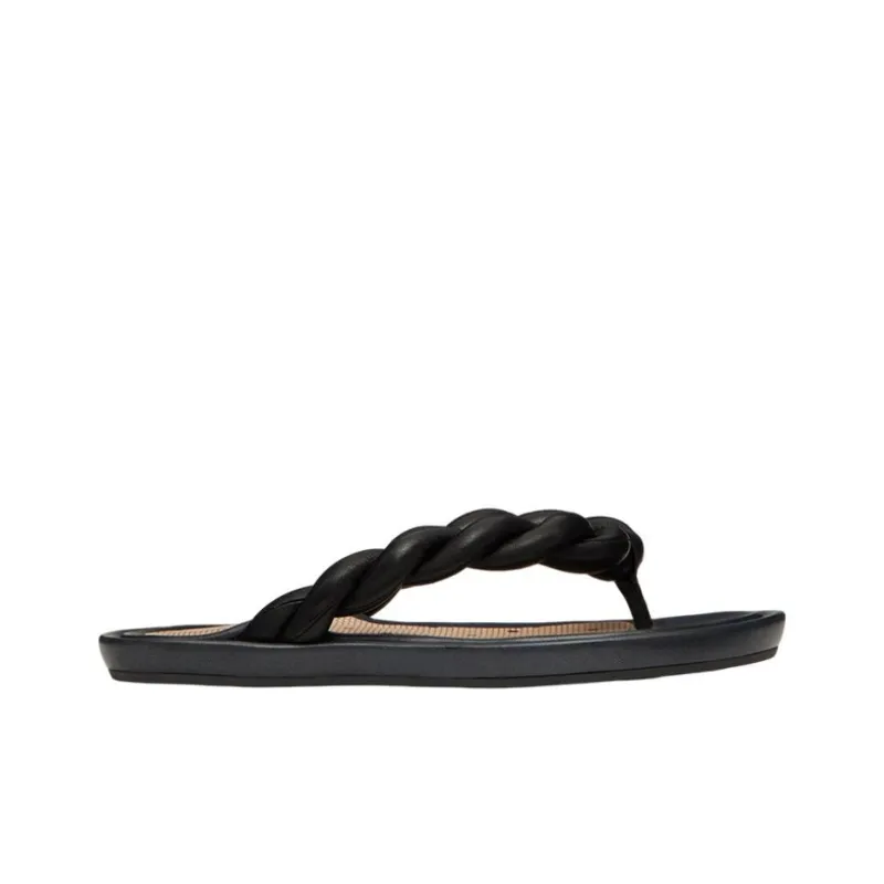 RED VALENTINO Leather Patchwork Flip Flops Women's Black-1