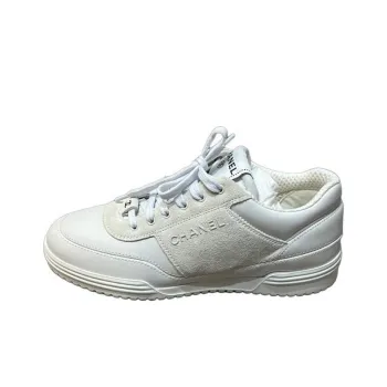 CHANEL Low Top Casual Shoes Women's White Gray