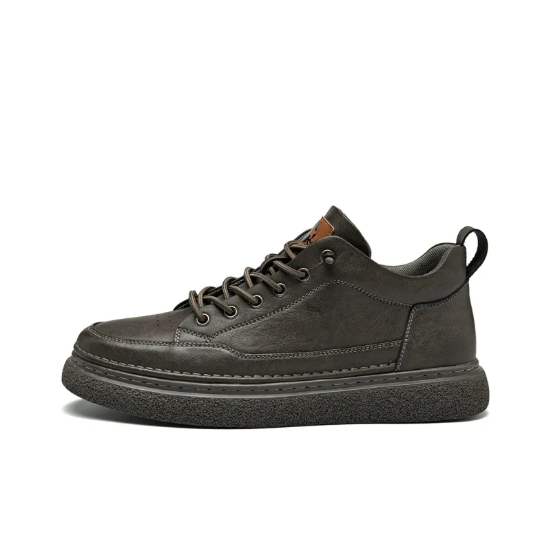 HLA Men's Casual Shoes Men Mid Top Black/Brown-6