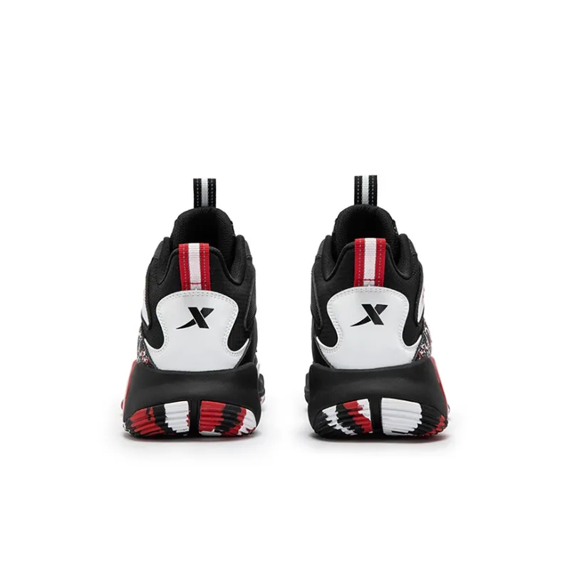 XTEP Anti Slip Wear Resistant High Top Children's Basketball Shoes Black White Kids'-3