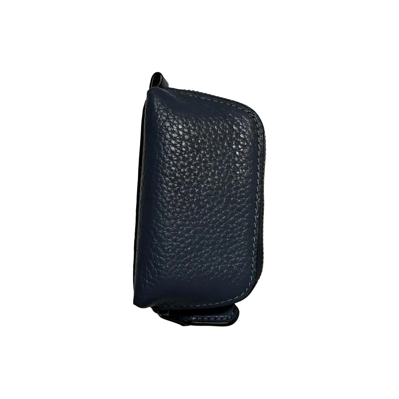 COACH Pebbled Leather Clutch Makeup Bag Mini Women's Blue-2