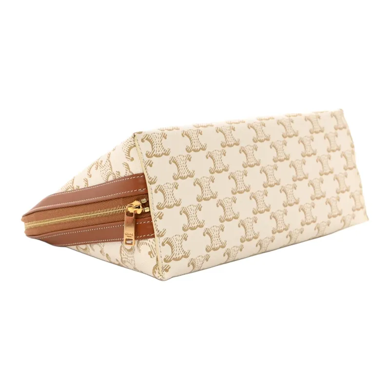 CELINE Women's Makeup Bag TRIOMPHE CANVAS AND CALFSKIN-4
