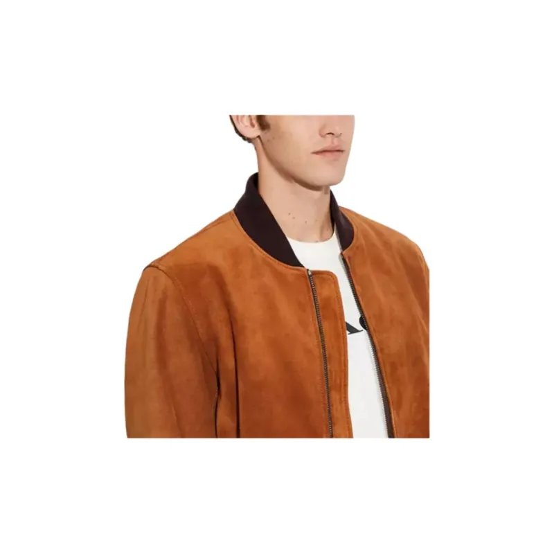 COACH SS23 Leather Jacket Men's Orange-3
