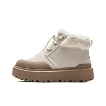 LiNing Cushioning Anti Slip Wear Resistant Breathable Warm Rebound Mid Top Casual Shoes Women's Beige Umber