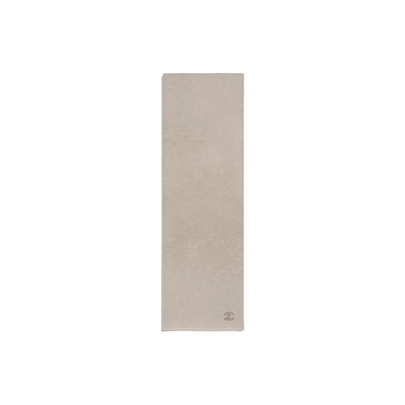 CHANEL Cashmere Knit Scarves Women's Beige-1
