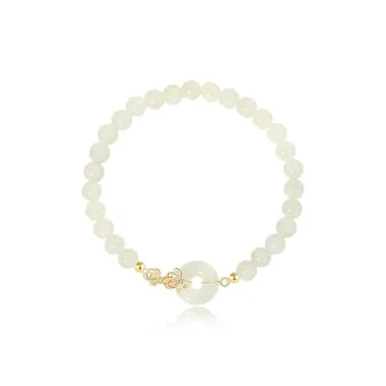 WEITIANXUAN Hetian Jade Bracelets White Jade/Pale Greenish White Jade Unisex