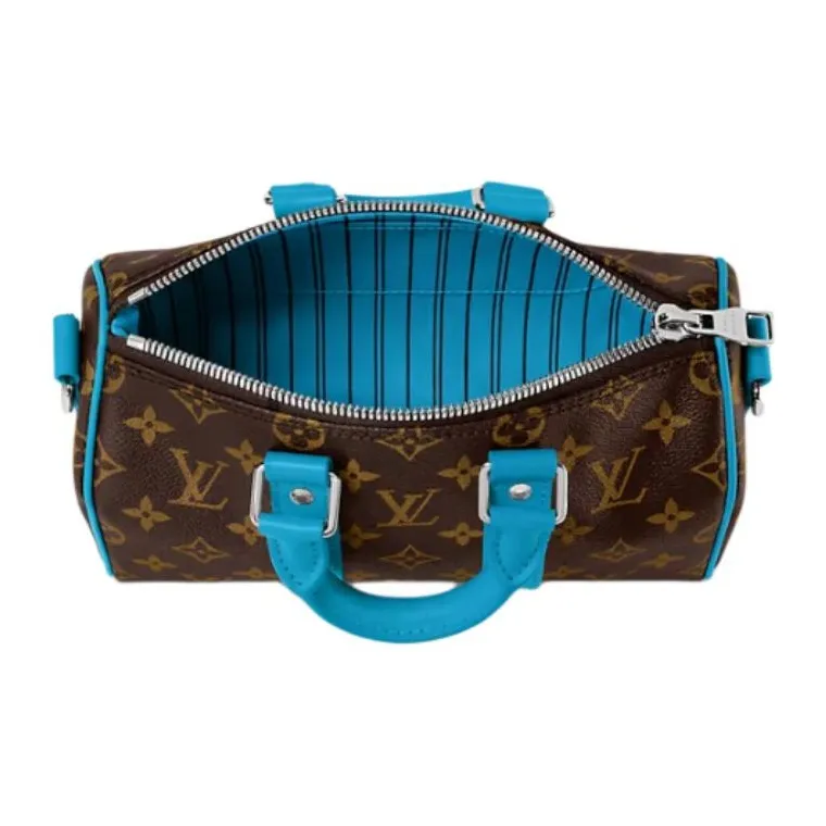 LOUIS VUITTON Coated Canvas Handbag Shoulder Bag Crossbody Bag Men's Blue & Brown-3