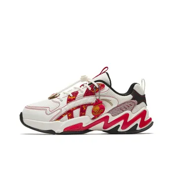 Antakids Breathable Lightweight Cushioning Low Top Kids Lifestyle Shoes White Red Teenagers