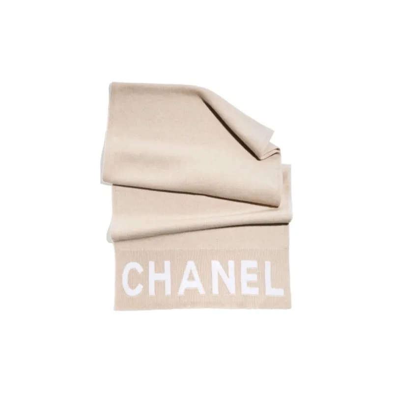 CHANEL Cashmere Shawls Women's Beige-0