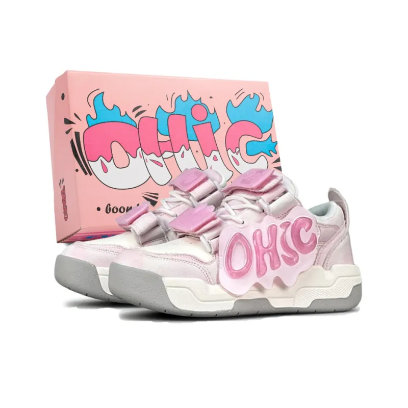 OHJC Skateboard Shoes Women's Low Top Full Of Stars/Dream Pink/Bubble Pomegranate-6
