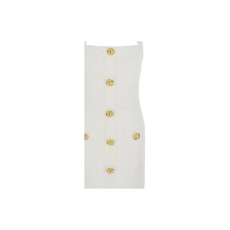 BALMAIN Halterneck Tweed Mini Dress-4