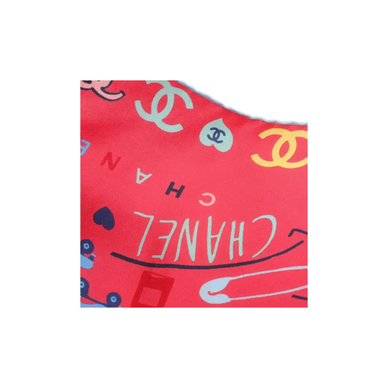 CHANEL Silk Silk Scarves Women's Red/Multicolor-2