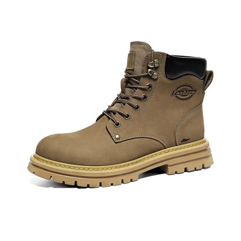 Kuding Martin Boots Unisex Black/Gold/Khaki-12