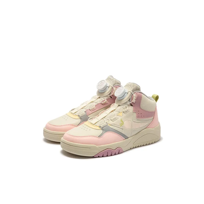 XTEP Non slip Support High Top Kids' Skateboarding Shoes White Pink Kids'-1