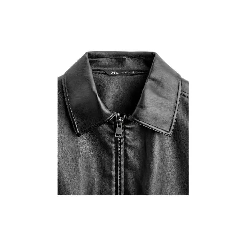 ZARA Leather Jacket Men's Black-2