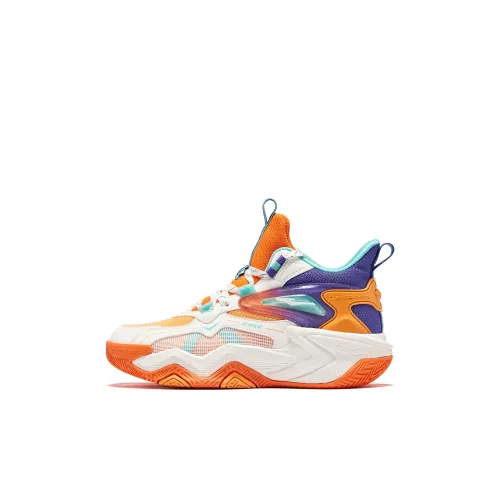 ERKE KIDS Cushioning Wear Resistant Rebound Basketball Shoes Microcrystalline White/Wax Orange Kids'