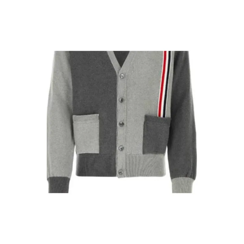 THOM BROWNE Funmix V-Neck Long-Sleeved Cardigan-5