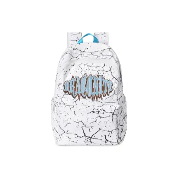 DRACONITE Crackle Polyester Embroidery Backpack Laptop Bag Regular Unisex White