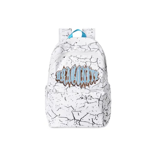 DRACONITE Crackle Polyester Embroidery Backpack Laptop Bag Regular Unisex White