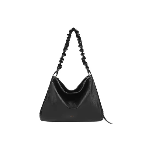 Tanita West Cow Leather Shoulder Bag Large Size Women's Black