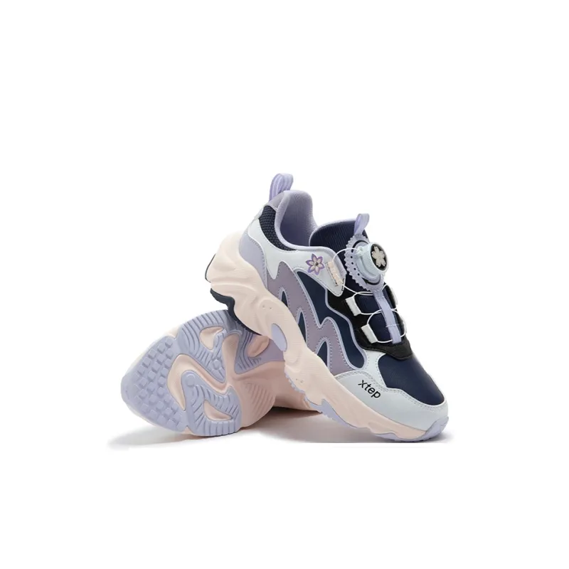 XTEP Non-slip Support Low-Top Kids Lifestyle Shoes Plum Purple Specialized White Kids'-4