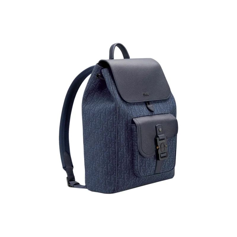 DIOR Cow Leather Backpack Women's Marine Blue-1