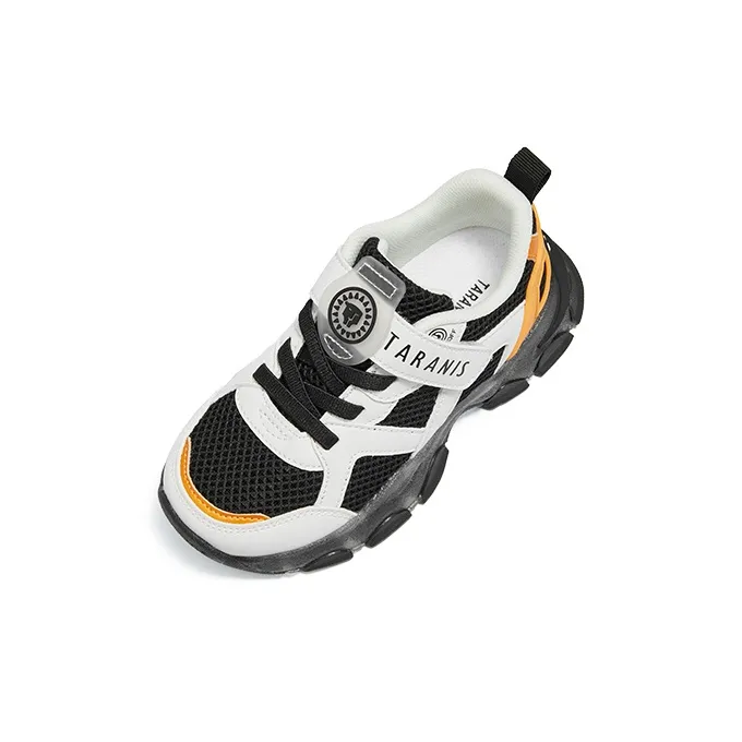 TARANIS Abrasion Resistant Breathable Kids' Running Shoes Black/White/Yellow Children Aged 3 7 Years Old-3