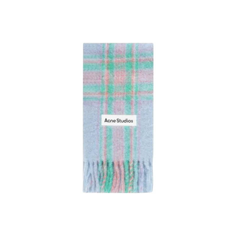 Acne Studios Alpaca Knit Scarves Men's Light Blue/Pink-2