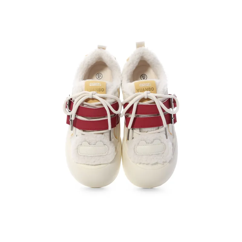 Lovely You Warm Lightweight And Wear-Resistant Low-Top Skateboard Shoes Women's White Red Blue-3