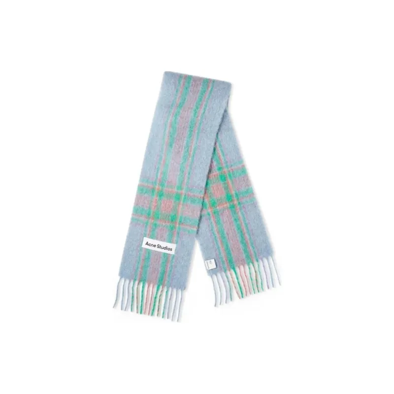 Acne Studios Alpaca Knit Scarves Men's Light Blue/Pink-0