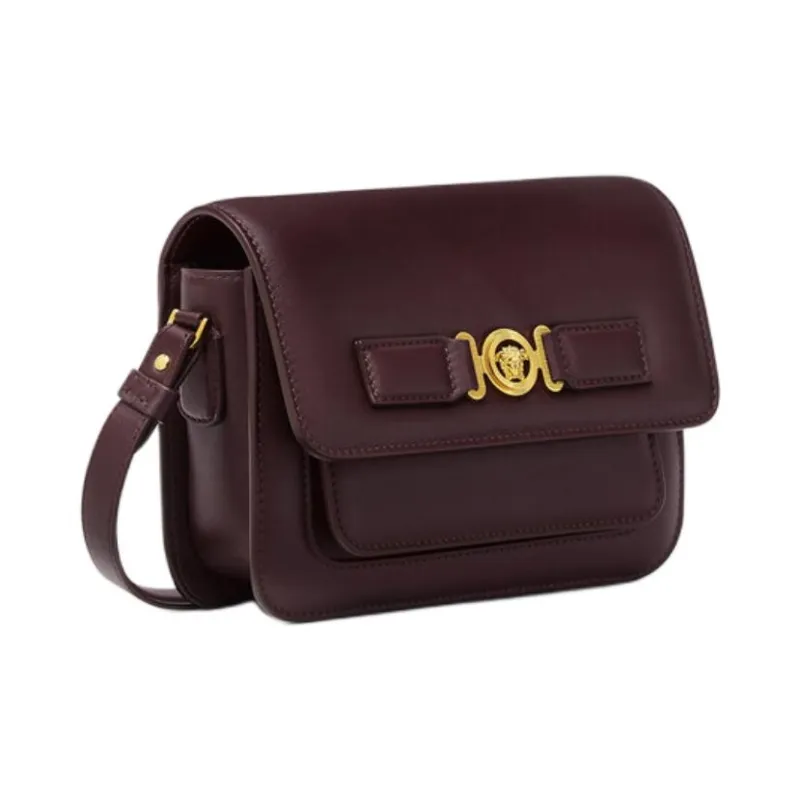 VERSACE MEDUSA BIGGIE Series Cow Leather Messenger Bag, Shoulder Bag, Crossbody Bag Women's Brown & Gold-1