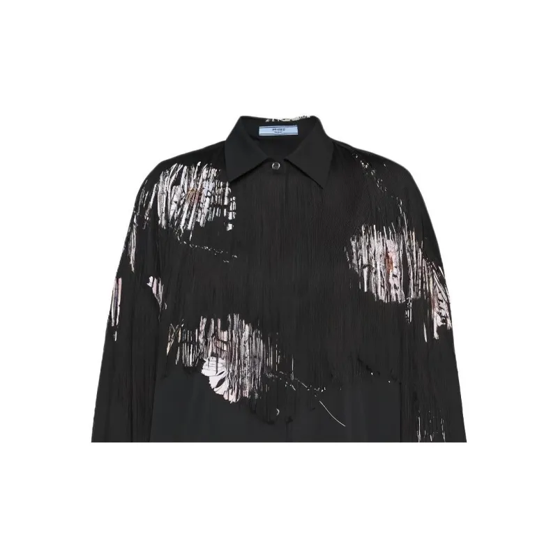 PRADA Floral print Fringed Shirt-4