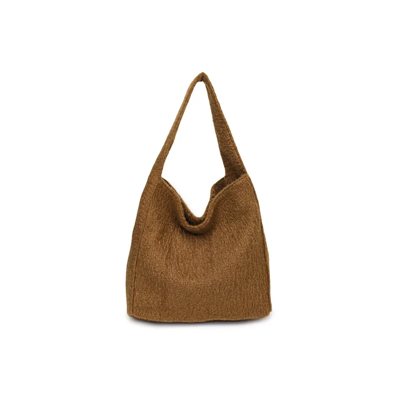 RUIPAI Woolen Tote Bag, Shopping Bag, Shoulder Bag Regular Women's Gray/Black/Black White Plaid/Brown-22