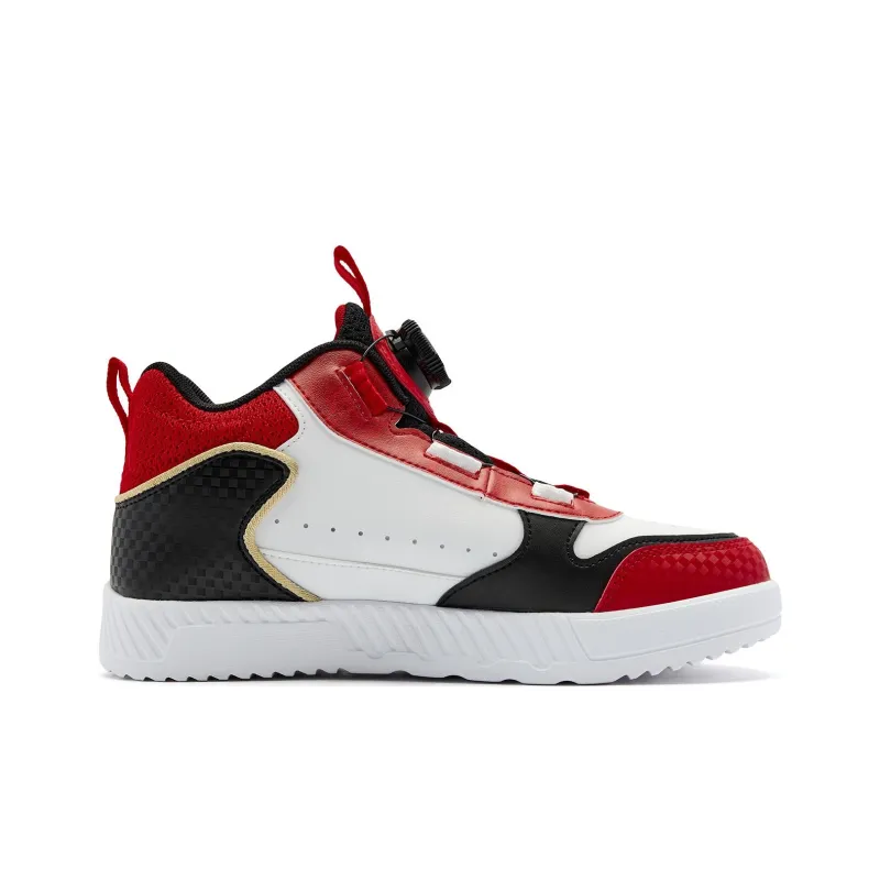 QIAODAN Anti Kick And Wear Resistant Mid Top Kids' Skateboarding Shoes Black Red Teenagers-1