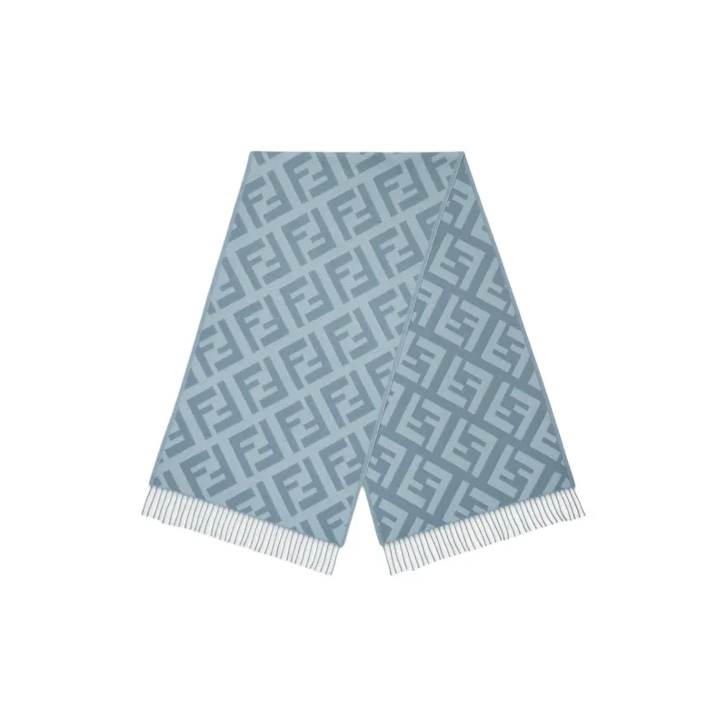 FENDI Cashmere Knit Scarves Women's Light Blue-1