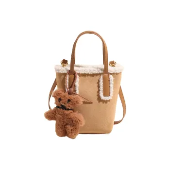LUVISTRUE Faux Suede Single Shoulder Tote Bag Regular Women's Khaki/Coffee/Yellow Brown