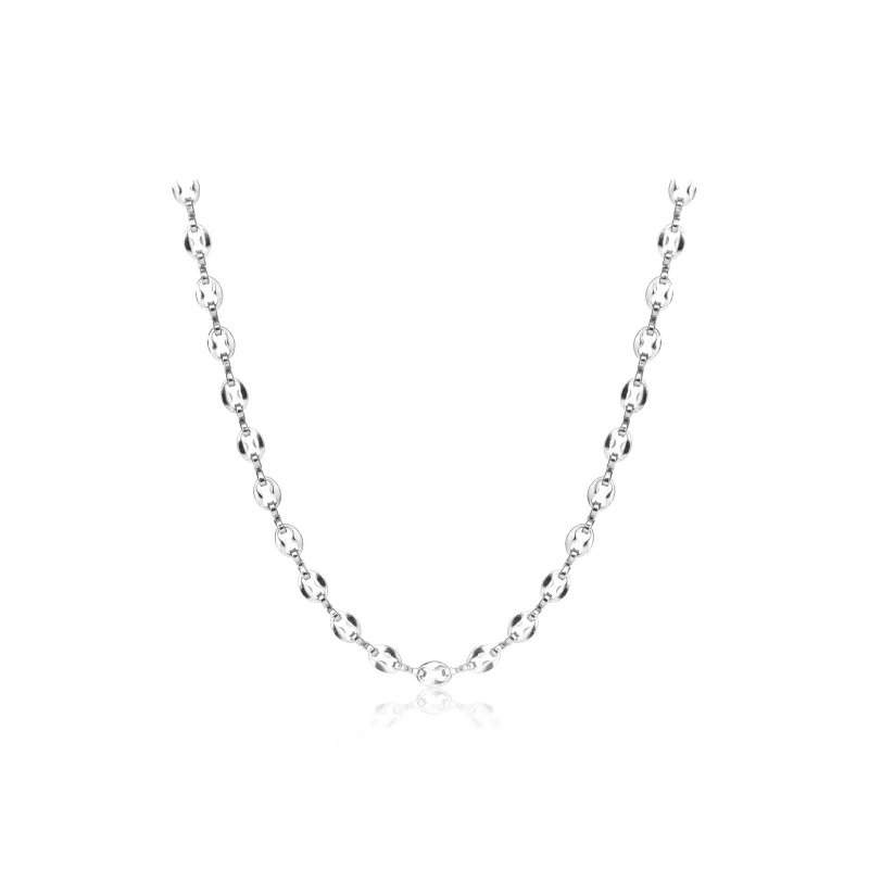 FOREVER MELODY Titanium Steel Necklaces Unisex Silver-0