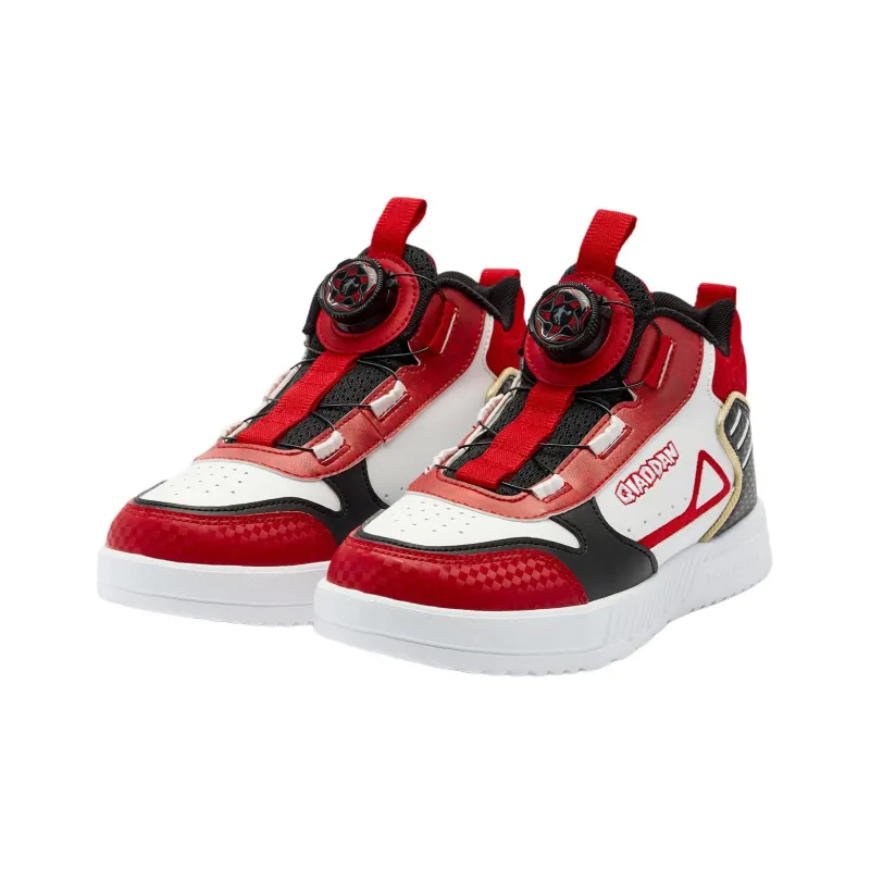 QIAODAN Anti Kick And Wear Resistant Mid Top Kids' Skateboarding Shoes Black Red Teenagers-2